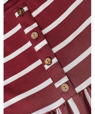 Womens Spaghetti Strap Button Detail Pleated Summer Casual Stripe Dresses Red White $16.11 Dresses