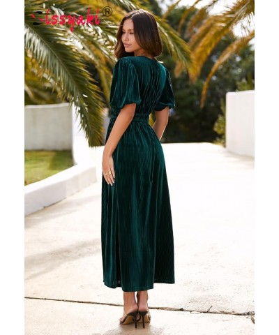 Women's Summer Boho Smocked Flowy Dress 02emerald Green $25.96 Dresses