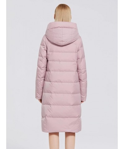 Women Long Puffer Coat Winter Hooded Zip Jacket Quilted Long Sleeve Knee Length Outerwear with Pocket Pink $37.39 Jackets