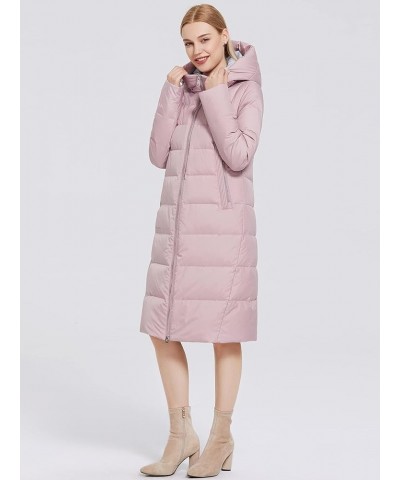 Women Long Puffer Coat Winter Hooded Zip Jacket Quilted Long Sleeve Knee Length Outerwear with Pocket Pink $37.39 Jackets