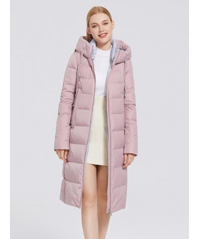 Women Long Puffer Coat Winter Hooded Zip Jacket Quilted Long Sleeve Knee Length Outerwear with Pocket Pink $37.39 Jackets