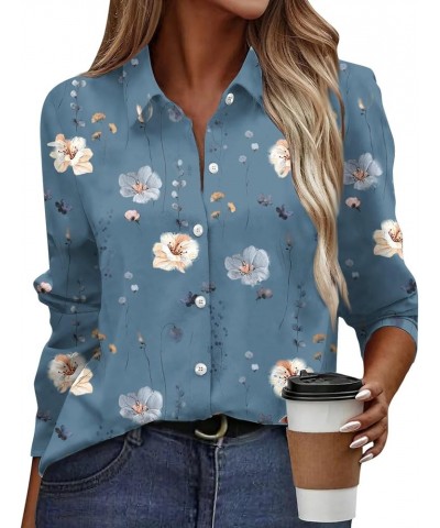 Women's Button Down Short Sleeve Floral Print Blouse Causal V Neck Tee Shirts Slim Fit Tops Spring Party Outfits 2024 B105-na...