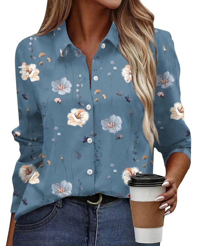 Women's Button Down Short Sleeve Floral Print Blouse Causal V Neck Tee Shirts Slim Fit Tops Spring Party Outfits 2024 B105-na...