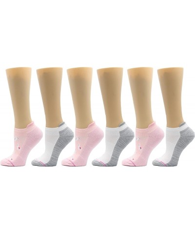 Womens Low Cut Cushioned Breathable Compression Ankle Socks with Arch Support 6 Pairs White Pink $20.29 Activewear