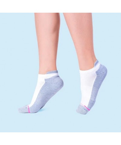 Womens Low Cut Cushioned Breathable Compression Ankle Socks with Arch Support 6 Pairs White Pink $20.29 Activewear