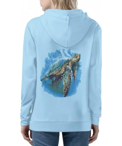 Y2K Hoodies Zip Up Long Sleeve Shirt Tops Graphic Printed Oversized Jacket Streetwear with Pockets Sea Turtle - Blue $19.88 H...