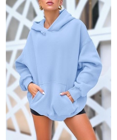 Women's Casual Long Sleeve Hoodie with Printed Letters Pullover Tops Loose Sweatshirt with Pocket Sky Blue $16.32 Hoodies & S...