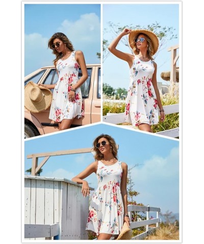 Women's Summer Dress Casual Sundresses Sleeveless Tank Stretchy Dresses Cover up with Pockets Black-turquoise Floral $21.44 D...