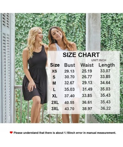 Women's Summer Dress Casual Sundresses Sleeveless Tank Stretchy Dresses Cover up with Pockets Black-turquoise Floral $21.44 D...