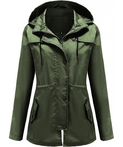 Women's Rain Jacket Waterproof Hooded Windbreaker Lightweight Trench Coat Active Outdoor Raincoat With Hood Olive Green $22.8...