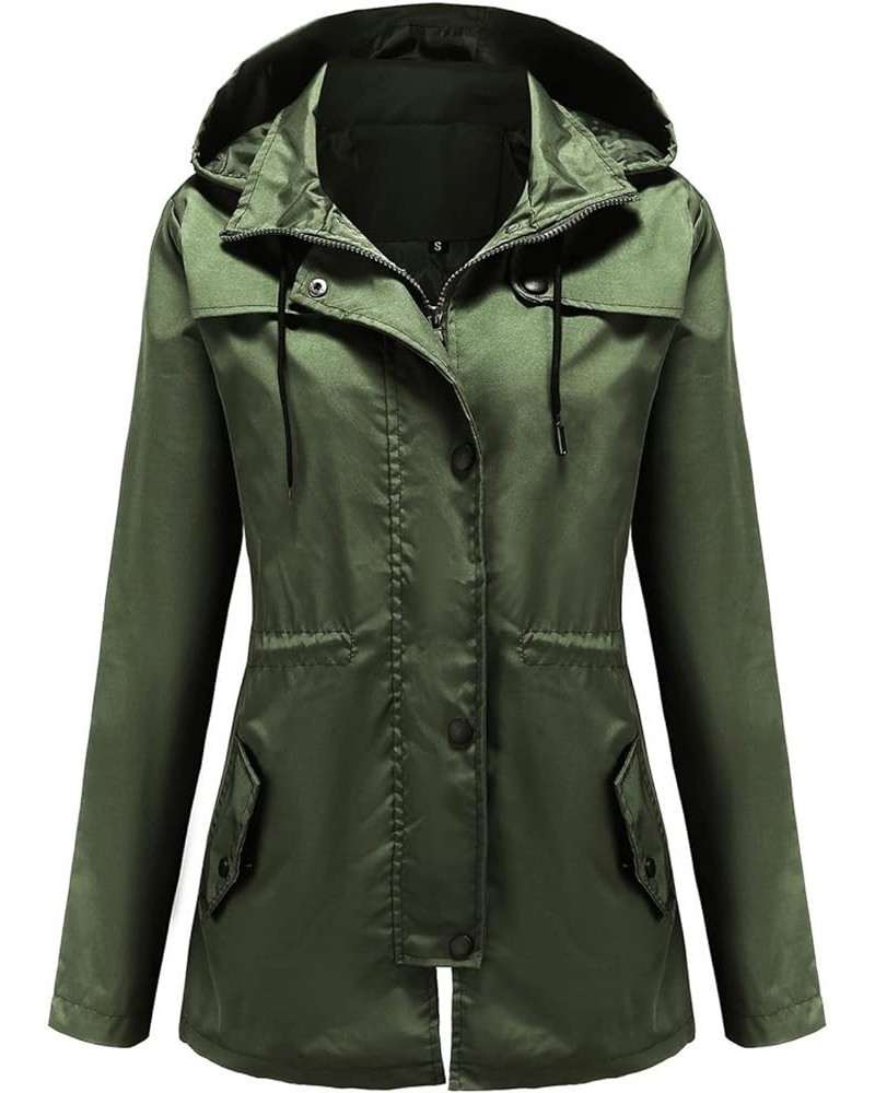 Women's Rain Jacket Waterproof Hooded Windbreaker Lightweight Trench Coat Active Outdoor Raincoat With Hood Olive Green $22.8...