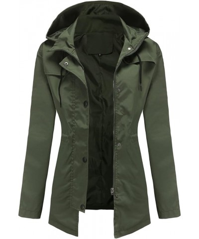 Women's Rain Jacket Waterproof Hooded Windbreaker Lightweight Trench Coat Active Outdoor Raincoat With Hood Olive Green $22.8...