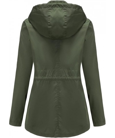 Women's Rain Jacket Waterproof Hooded Windbreaker Lightweight Trench Coat Active Outdoor Raincoat With Hood Olive Green $22.8...