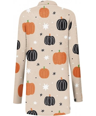 Cardigan for Women Lightweight Long Sleeve Halloween Pumpkin Cat Print Knitted Coats Open Front Knitted Sweaters 2-khaki $9.6...