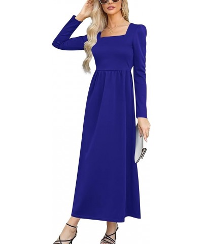 Women's Formal Maxi Dress Casual Long Sleeve Square Neck Cocktail Party A Line Flowy Long Dresses Navy Bluea $11.00 Dresses