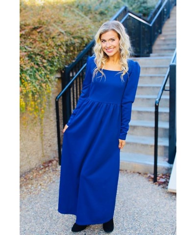 Women's Formal Maxi Dress Casual Long Sleeve Square Neck Cocktail Party A Line Flowy Long Dresses Navy Bluea $11.00 Dresses