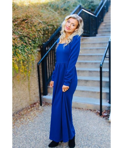 Women's Formal Maxi Dress Casual Long Sleeve Square Neck Cocktail Party A Line Flowy Long Dresses Navy Bluea $11.00 Dresses