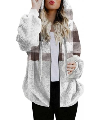 Faux Fur Coat Womens Fleece Jacket Fuzzy Sweater for Women Sherpa Lined Hoodie Full Zip Heat Warm Jackets D-coffee $9.22 Jackets