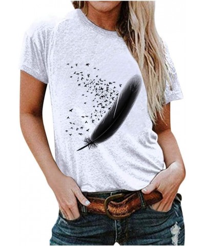 Womens Short Sleeve Tops, Women's Summer New Funny Graphic Tee Basic Comfortable O-Neck Shirts Loose Fit Blouses C1-white $10...