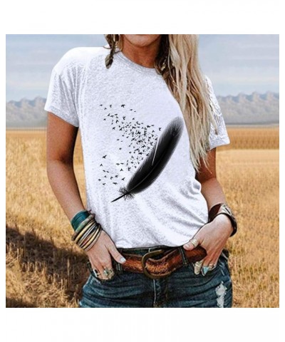 Womens Short Sleeve Tops, Women's Summer New Funny Graphic Tee Basic Comfortable O-Neck Shirts Loose Fit Blouses C1-white $10...