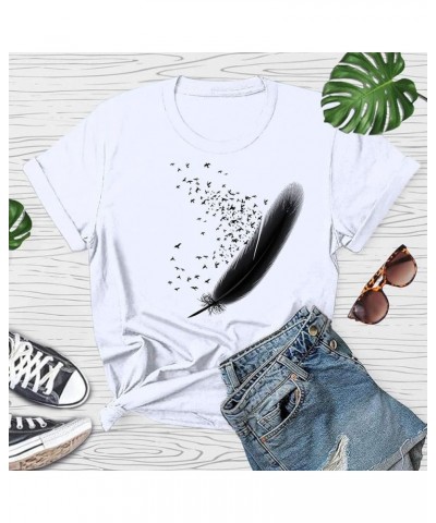 Womens Short Sleeve Tops, Women's Summer New Funny Graphic Tee Basic Comfortable O-Neck Shirts Loose Fit Blouses C1-white $10...