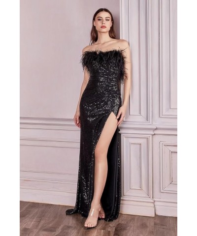 Feather Sequin Prom Dress Long Sparkly Slit Mermaid Formal Evening Gowns Off Shoulder Strapless Party Dress for Women Orange ...