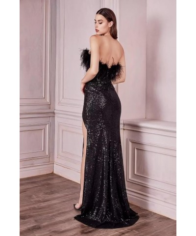 Feather Sequin Prom Dress Long Sparkly Slit Mermaid Formal Evening Gowns Off Shoulder Strapless Party Dress for Women Orange ...