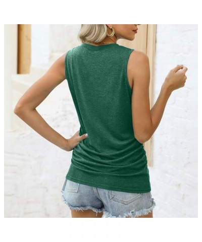 Tank Top for Women Trendy Crewneck Sleeveless Tops Ruched Sides Tshirts Dressy Summer Clothes Beach Vacation Outfits Green $5...