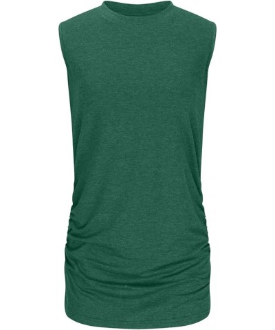 Tank Top for Women Trendy Crewneck Sleeveless Tops Ruched Sides Tshirts Dressy Summer Clothes Beach Vacation Outfits Green $5...