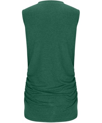 Tank Top for Women Trendy Crewneck Sleeveless Tops Ruched Sides Tshirts Dressy Summer Clothes Beach Vacation Outfits Green $5...