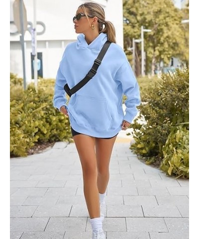 Women's Casual Long Sleeve Hoodie with Printed Letters Pullover Tops Loose Sweatshirt with Pocket Sky Blue $16.32 Hoodies & S...