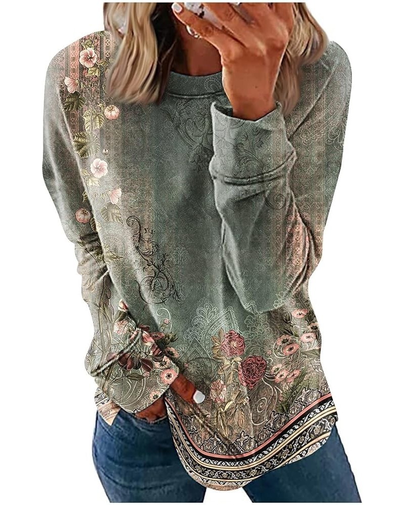 Women's Long Sleeve Tunic Tops to Wear with Leggings Plus Size Blouses Casual Loose Crewneck Sweatshirts Clothes 12 army Gree...