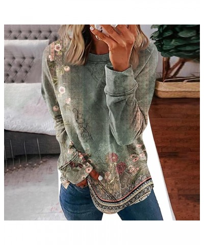 Women's Long Sleeve Tunic Tops to Wear with Leggings Plus Size Blouses Casual Loose Crewneck Sweatshirts Clothes 12 army Gree...