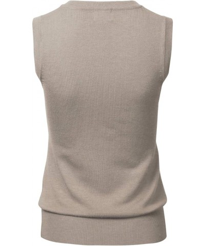 Women Solid Classic V-Neck Sleeveless Pullover Sweater Vest Top Fsw002_camel $12.99 Sweaters