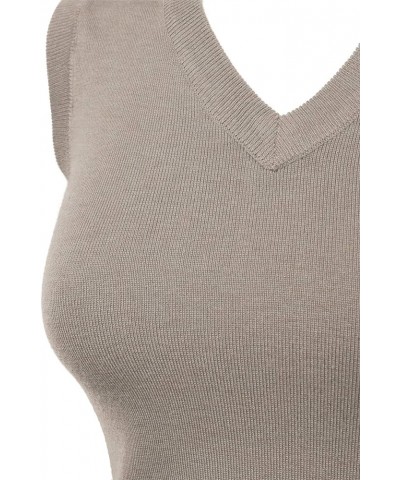 Women Solid Classic V-Neck Sleeveless Pullover Sweater Vest Top Fsw002_camel $12.99 Sweaters