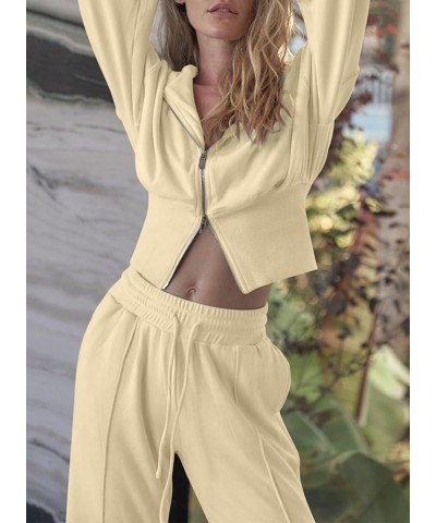 Womens 2 Piece Casual Outfit Workout Hoodie Sweatsuits with Sweatpant Travel Airport Track Suits Lounge Sets Shallow Khaki $2...