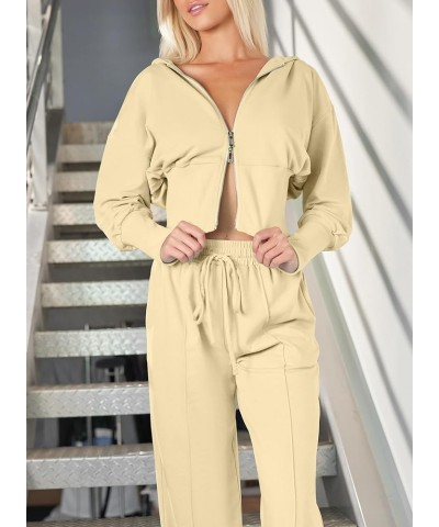 Womens 2 Piece Casual Outfit Workout Hoodie Sweatsuits with Sweatpant Travel Airport Track Suits Lounge Sets Shallow Khaki $2...