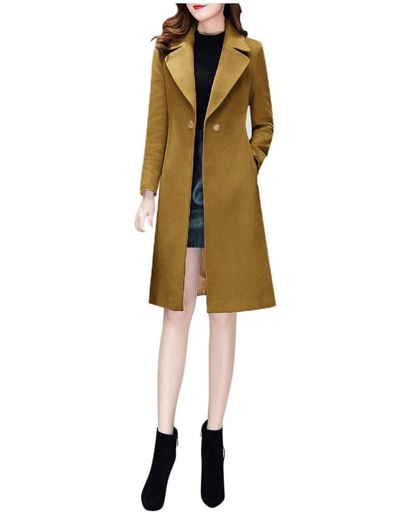 Long Coat Women Lapel Parka Overcoat Winter Outwear Jacket Warm Cardigan E Khaki Lapel Parka $17.59 Coats