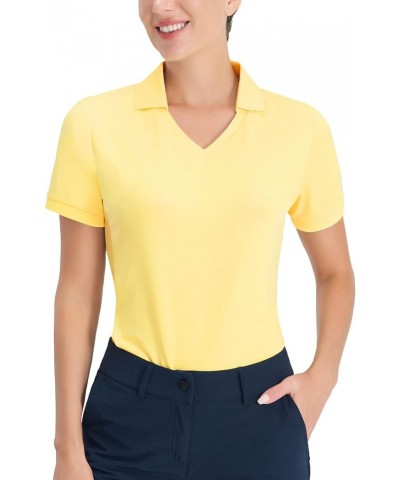 Polo Shirts for Women Golf Shirts V Neck Collared Tennis Shirts Quick Dry Sun Protection Lightweight Yellow $13.76 Shirts