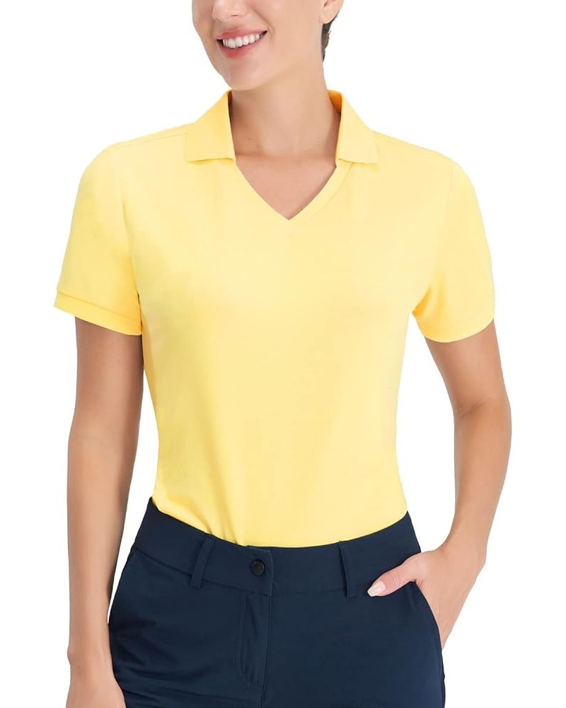 Polo Shirts for Women Golf Shirts V Neck Collared Tennis Shirts Quick Dry Sun Protection Lightweight Yellow $13.76 Shirts