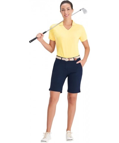 Polo Shirts for Women Golf Shirts V Neck Collared Tennis Shirts Quick Dry Sun Protection Lightweight Yellow $13.76 Shirts