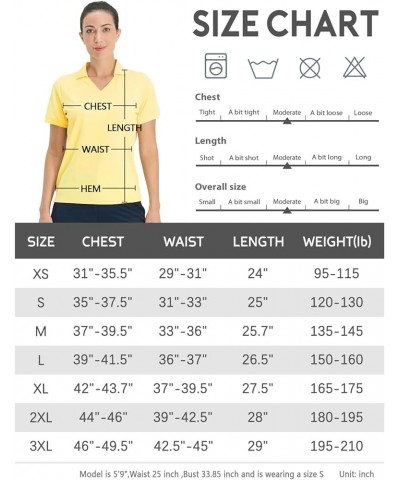 Polo Shirts for Women Golf Shirts V Neck Collared Tennis Shirts Quick Dry Sun Protection Lightweight Yellow $13.76 Shirts