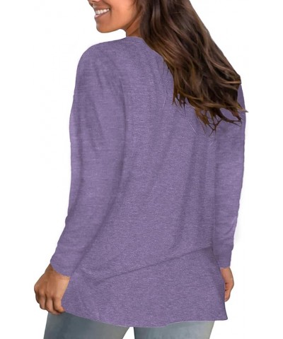 Women Plus-Size Tops Long Sleeve Shirts Sweetheart Neck Casual Tunics 07_purple $9.17 Tops