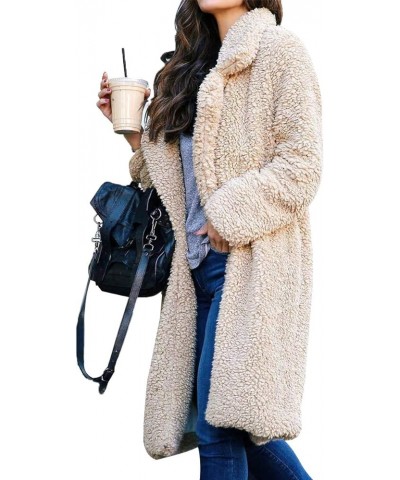 Women's Long Lapel Faux fur Jacket Shaggy Coat Warm Outerwear Cardigan Parka Overcoat Fuzzy Fleece Jacket Outwear A Light Apr...