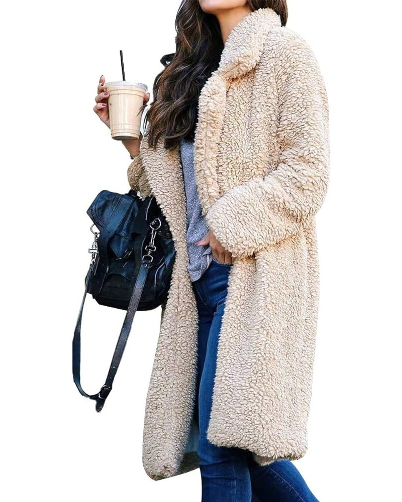 Women's Long Lapel Faux fur Jacket Shaggy Coat Warm Outerwear Cardigan Parka Overcoat Fuzzy Fleece Jacket Outwear A Light Apr...