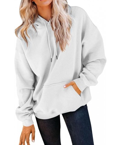 Women's Casual Hoodies Long Sleeve Lightweight Pullover Tops Loose Spring Sweatshirt with Pocket White $8.40 Activewear