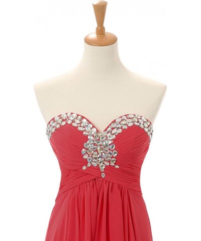 Women's Beaded Crystals Long Prom Evening Dress Ball Gown Bridesmaid Dresses Red $31.68 Dresses