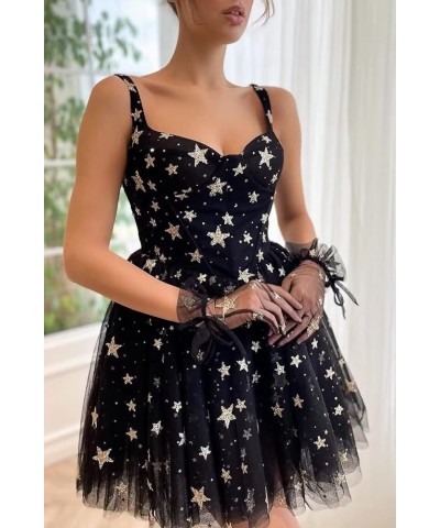 Sparkly Starry Tulle Homecoming Dresses for Teens Short Sleeveless Formal Prom Party Gowns 01-dusty Blue $24.20 Dresses