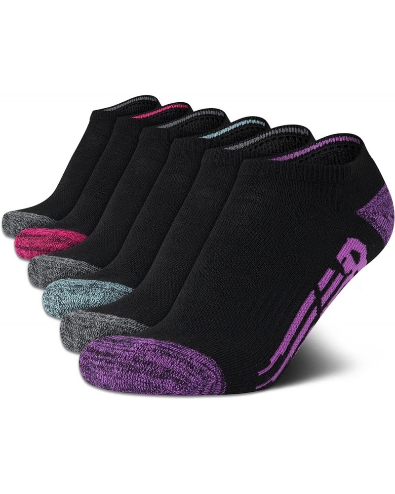 Women's Athletic Socks - Cushion Low Cut Ankle Socks (6 Pack) Black Multi (Mesh) $13.20 Activewear