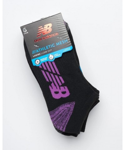 Women's Athletic Socks - Cushion Low Cut Ankle Socks (6 Pack) Black Multi (Mesh) $13.20 Activewear